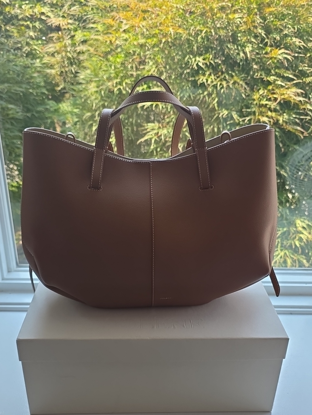 Polène Cyme Tote Bag Edition Textured Camel Leather